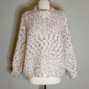 POL Speckled Knit Crew Neck Sweater